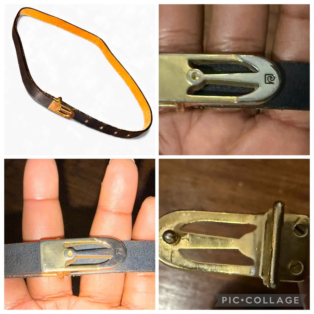 Pierre Cardin Brown Leather Belt with Gold Buckle